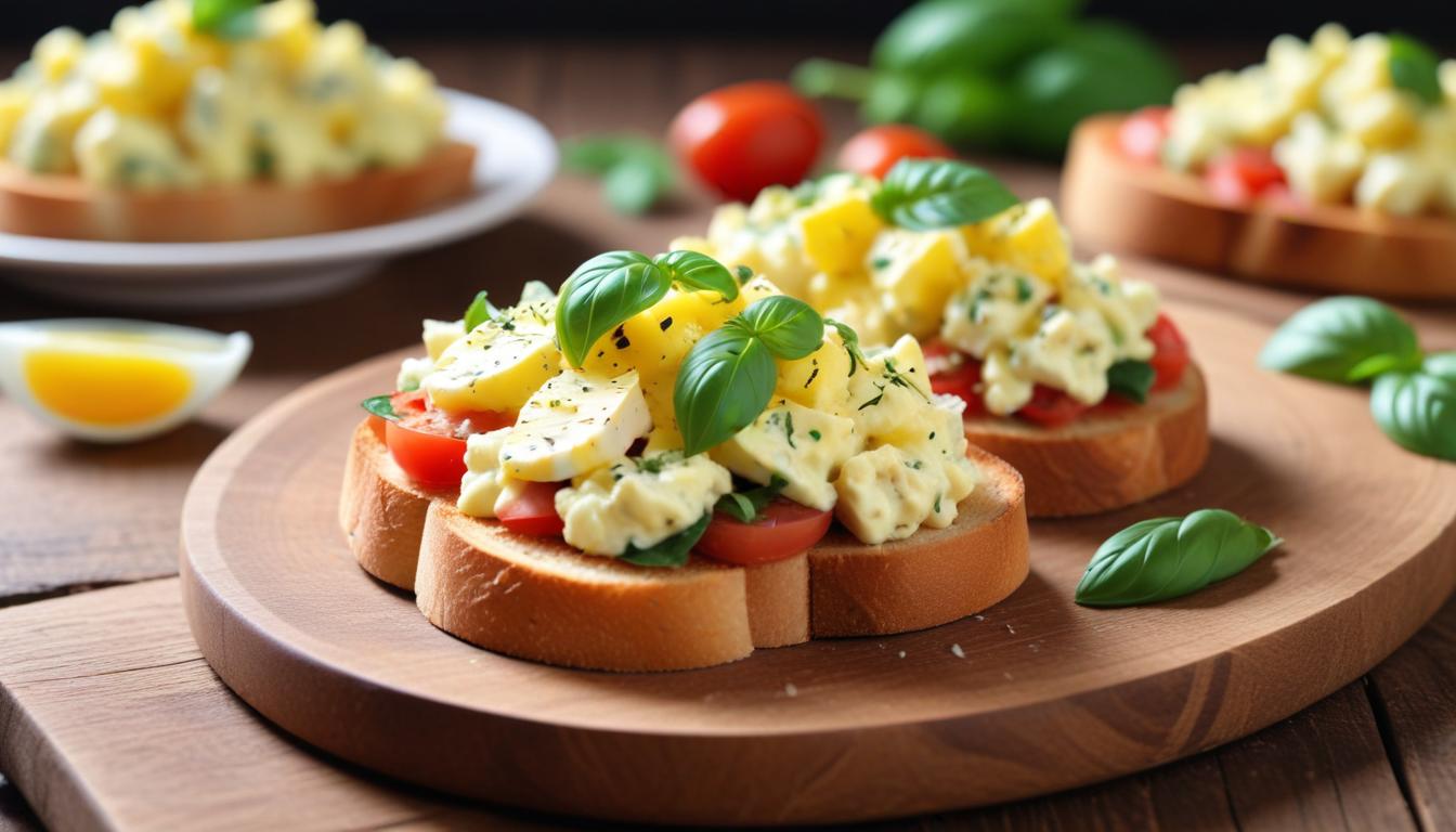 Renkli Bruschetta ve Yumurta Salatası