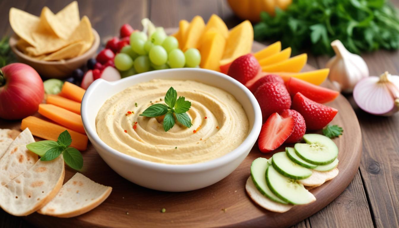 Lezzetli Sarımsaklı Humus ve Taze Meyve