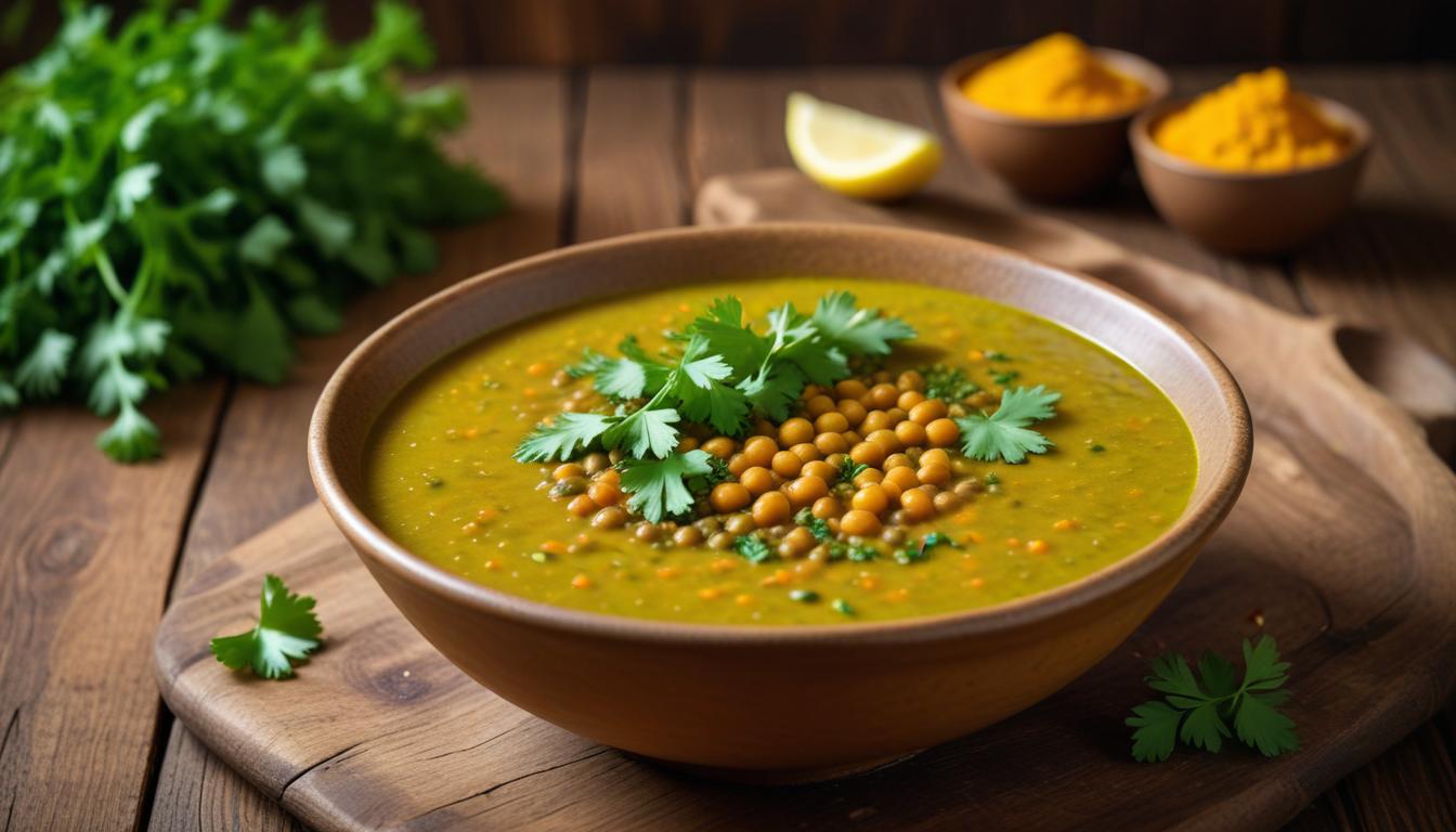 Zerdeçallı ve Kişnişli Lezzetli Etiyopya Yeşil Mercimek Çorbası