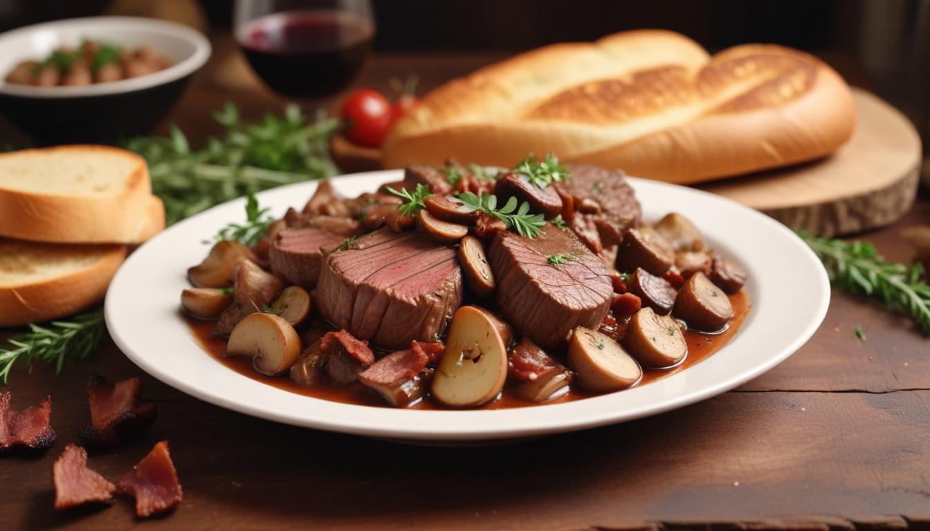 Zengin Fransız Boeuf Bourguignon: Kırmızı Şarap ve Mantar ile Hazırlanan Geleneksel Dana Güveci